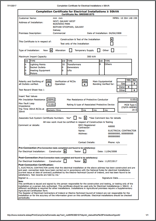 distribution how works electricity Certificates Electric Safe Completion